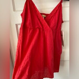 Andrew & Co Coral Lace Sleeveless Polka Dot Top Size Medium NWT